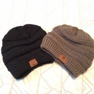 Messy Bun Beanie :: One Size :: Two Pack